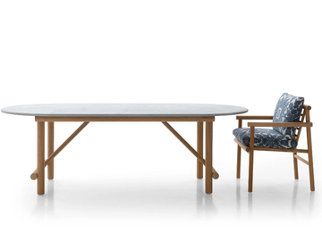 AYANA - Oval solid wood and Serpentine stone garden table by B&B Italia Outdoor - view 3